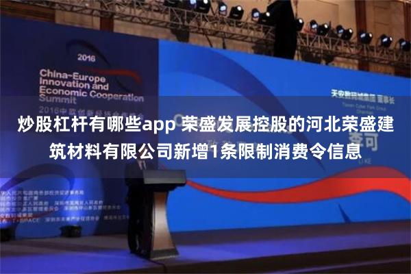 炒股杠杆有哪些app 荣盛发展控股的河北荣盛建筑材料有限公司